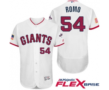 Men's San Francisco Giants #54 Sergio Romo White Stars & Stripes Fashion Independence Day Stitched MLB Majestic Flex Base Jersey