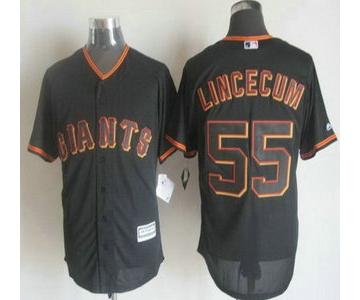 Men's San Francisco Giants #55 Tim Lincecum Alternate Black 2015 MLB Cool Base Jersey