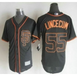Men's San Francisco Giants #55 Tim Lincecum Alternate Black SF 2015 MLB Cool Base Jersey