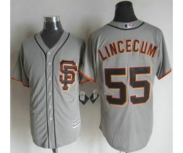 Men's San Francisco Giants #55 Tim Lincecum Alternate Gray SF 2015 MLB Cool Base Jersey