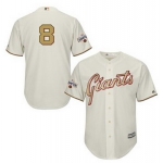 Men's San Francisco Giants #8 Hunter Pence 2015 Cream World Series Gold Program Jersey