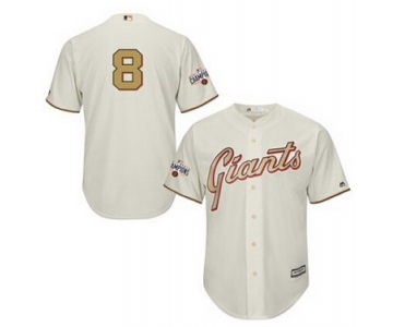 Men's San Francisco Giants #8 Hunter Pence 2015 Cream World Series Gold Program Jersey