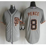 Men's San Francisco Giants #8 Hunter Pence Alternate Gray SF 2015 MLB Cool Base Jersey