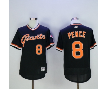 Men's San Francisco Giants #8 Hunter Pence Black Pullover 2016 Flexbase Majestic Baseball Jersey