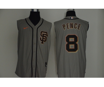 Men's San Francisco Giants #8 Hunter Pence Gray 2020 Cool and Refreshing Sleeveless Fan Stitched MLB Nike Jersey