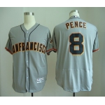 Men's San Francisco Giants #8 Hunter Pence Gray Road Stitched MLB Majestic Flex Base Jersey