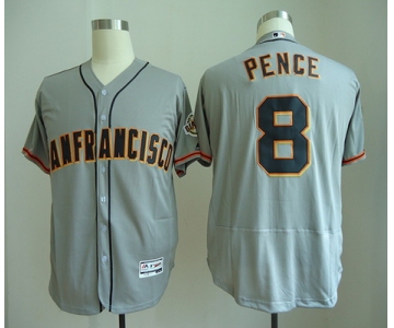 Men's San Francisco Giants #8 Hunter Pence Gray Road Stitched MLB Majestic Flex Base Jersey