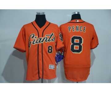 Men's San Francisco Giants #8 Hunter Pence Name Orange 2016 Flexbase Majestic Baseball Jersey