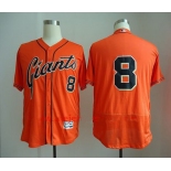 Men's San Francisco Giants #8 Hunter Pence No Name Orange Stitched MLB Majestic Flex Base Jersey