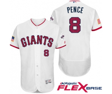 Men's San Francisco Giants #8 Hunter Pence White Stars & Stripes Fashion Independence Day Stitched MLB Majestic Flex Base Jersey