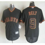 Men's San Francisco Giants #9 Brandon Belt Alternate Black 2015 MLB Cool Base Jersey