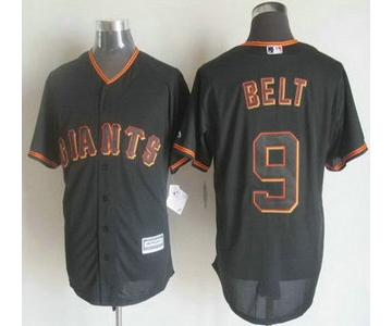 Men's San Francisco Giants #9 Brandon Belt Alternate Black 2015 MLB Cool Base Jersey