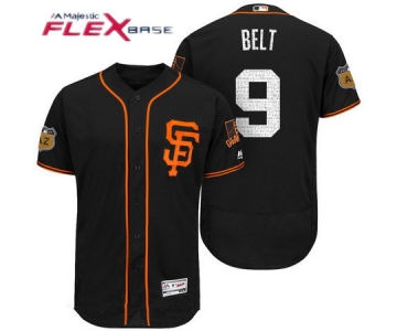 Men's San Francisco Giants #9 Brandon Belt Black 2017 Spring Training Stitched MLB Majestic Flex Base Jersey