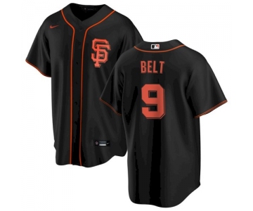 Men's San Francisco Giants #9 Brandon Belt Black Alternate Jersey