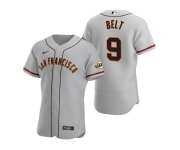 Men's San Francisco Giants #9 Brandon Belt Gray Road Jersey