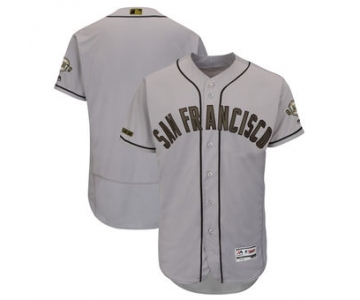 Men's San Francisco Giants Blank Majestic Gray 2018 Memorial Day Authentic Collection Flex Base Team Jersey