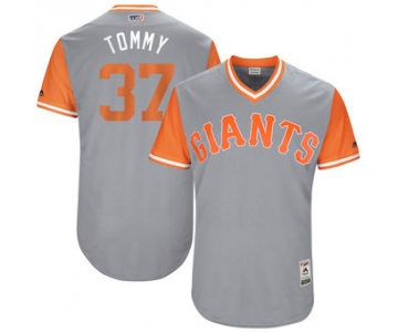 Men's San Francisco Giants Kelby Tomlinson Tommy Majestic Gray 2017 Players Weekend Authentic Jersey