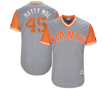 Men's San Francisco Giants Matt Moore Matty Moe Majestic Gray 2017 Players Weekend Authentic Jersey