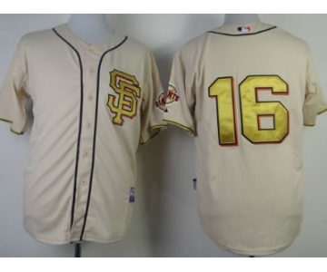 San Francisco Giants #16 Angel Pagan Cream With Gold SF Edition Jersey