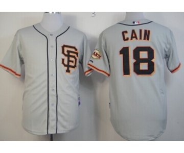 San Francisco Giants #18 Matt Cain Gray SF Edition Jersey