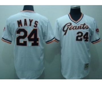 San Francisco Giants #24 Willie Mays 1989 White Throwback Jersey