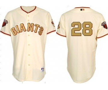 San Francisco Giants #28 Buster Posey Cream With Gold Jersey