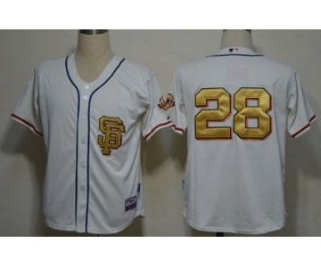 San Francisco Giants #28 Buster Posey Cream With Gold SF Edition Jersey