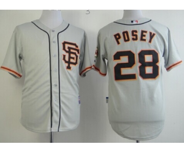 San Francisco Giants #28 Buster Posey Gray SF Edition Jersey