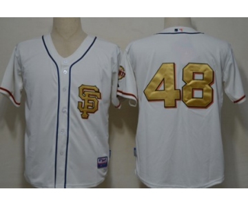 San Francisco Giants #48 Pablo Sandoval Cream With Gold SF Edition Jersey