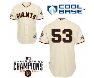 San Francisco Giants #53 Chris Heston 2014 Champions Patch Cream Jersey