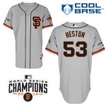 San Francisco Giants #53 Chris Heston 2014 Champions Patch Gray SF Edition Jersey