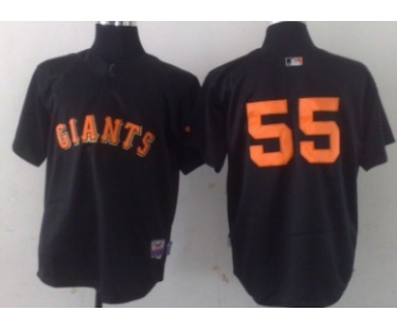 San Francisco Giants #55 Tim Lincecum Black With Orange Jersey