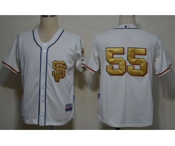 San Francisco Giants #55 Tim Lincecum Cream With Gold SF Edition Jersey