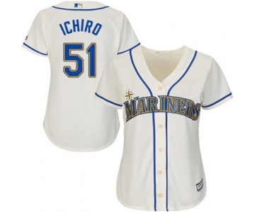 Mariners #51 Ichiro Suzuki Cream Alternate Women's Stitched Baseball Jersey