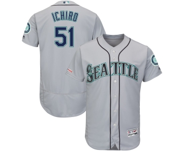 Men's Seattle Mariners 51 Ichiro Suzuki Gray 150th Patch Flexbase Jersey