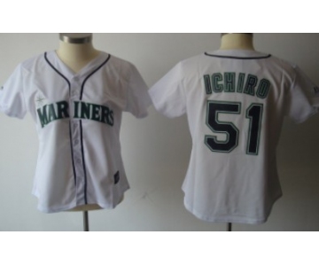 Seattle Mariners #51 Ichiro Suzuki White With Green Womens Jersey
