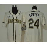 Men's Seattle Mariners #24 Ken Griffey Jr. Cream Navy Blue Name Stitched MLB Cool Base Nike Jersey
