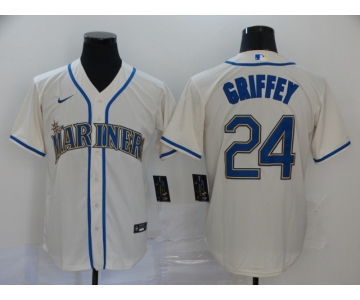 Men's Seattle Mariners #24 Ken Griffey Jr. Cream Stitched MLB Cool Base Nike Jersey