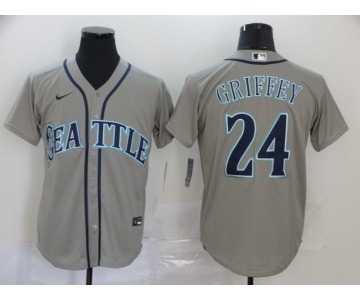 Men's Seattle Mariners #24 Ken Griffey Jr. Grey Stitched MLB Cool Base Nike Jersey