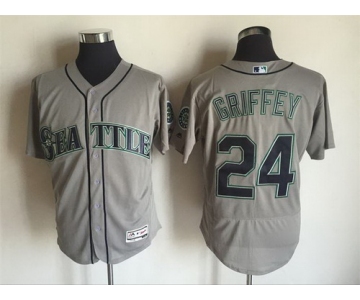 Men's Seattle Mariners #24 Ken Griffey Jr. Retired Gray Road 2016 Flexbase Majestic Baseball Jersey