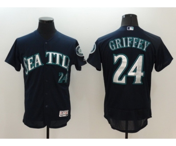 Men's Seattle Mariners #24 Ken Griffey Jr. Retired Navy Blue 2016 Flexbase Majestic Baseball Jersey