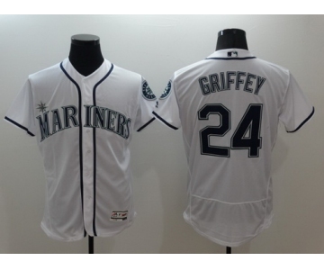 Men's Seattle Mariners #24 Ken Griffey Jr. Retired White 2016 Flexbase Majestic Baseball Jersey