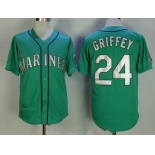 Men's Seattle Mariners #24 Ken Griffey Jr. Teal Green 1995 Throwback Cooperstown Collection Stitched MLB Mitchell & Ness Jersey