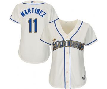 Mariners #11 Edgar Martinez Cream Alternate Women's Stitched Baseball Jersey