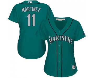 Mariners #11 Edgar Martinez Green Alternate Women's Stitched Baseball Jersey