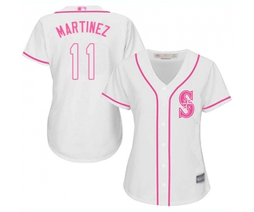 Mariners #11 Edgar Martinez White Pink Fashion Women's Stitched Baseball Jersey