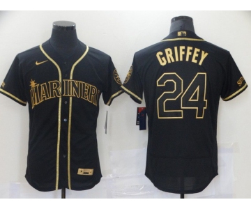 Men Seattle Mariners 24 Griffey Black Elite Nike 2021 MLB Jerseys