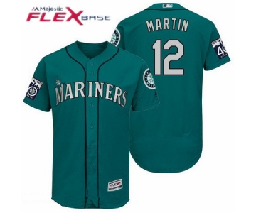 Men's Seattle Mariners #12 Leonys Martin Teal Green 40TH Patch Stitched MLB Majestic Flex Base Jersey