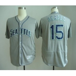 Men's Seattle Mariners #15 Kyle Seager Gray Road Stitched MLB Majestic Flex Base Jersey