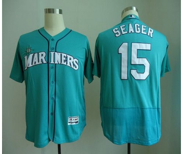 Men's Seattle Mariners #15 Kyle Seager Teal Green Stitched MLB Majestic Flex Base Jersey